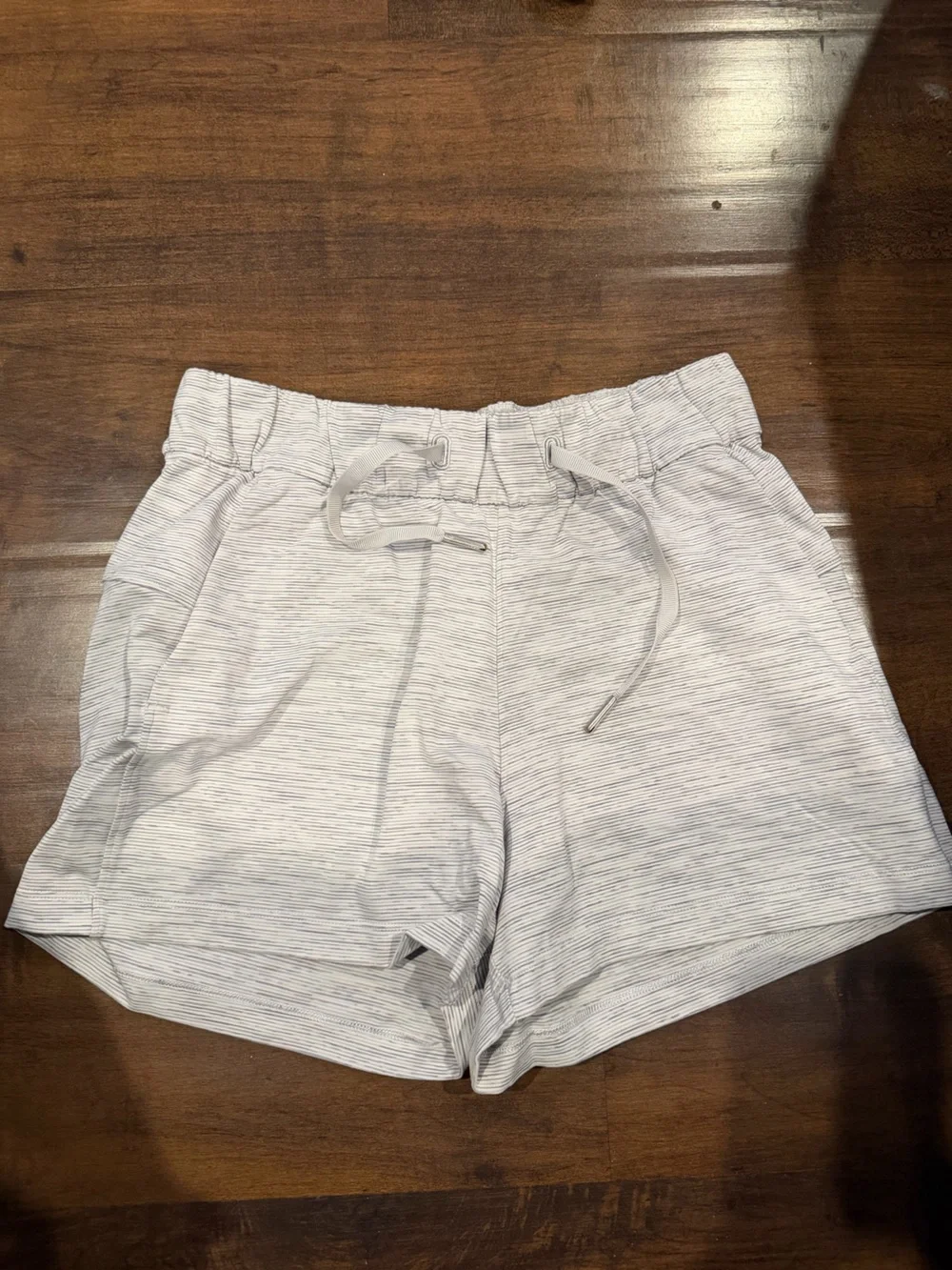 lululemon athletica Light Gray Striped Athletic Shorts